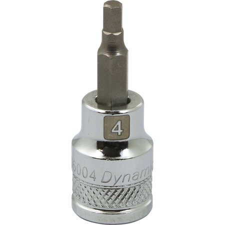 DYNAMIC Tools 3/8" Drive Metric Hex Head, 4mm Bit Std Length, Chrome Socket D006004